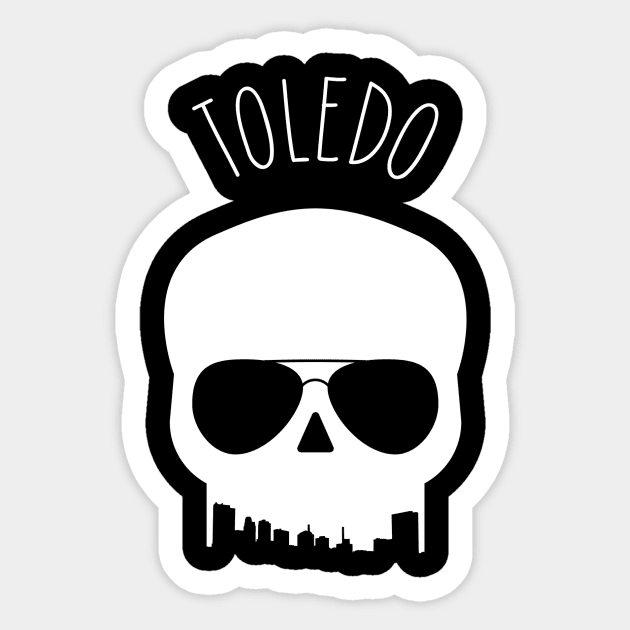 Skyline Skull - Toledo Sticker by SchaubDesign